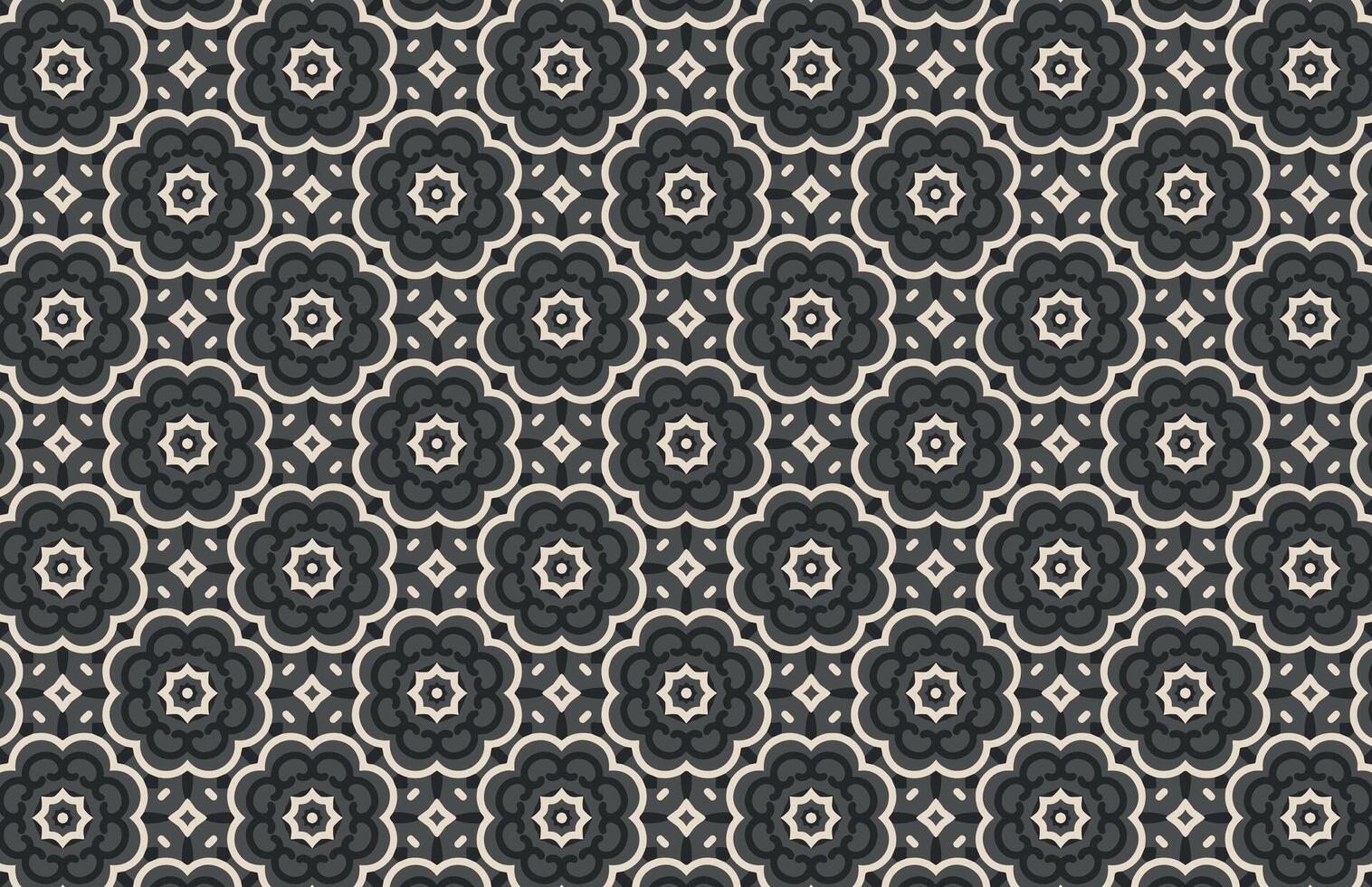 Geometric black and white flowers design pattern vector