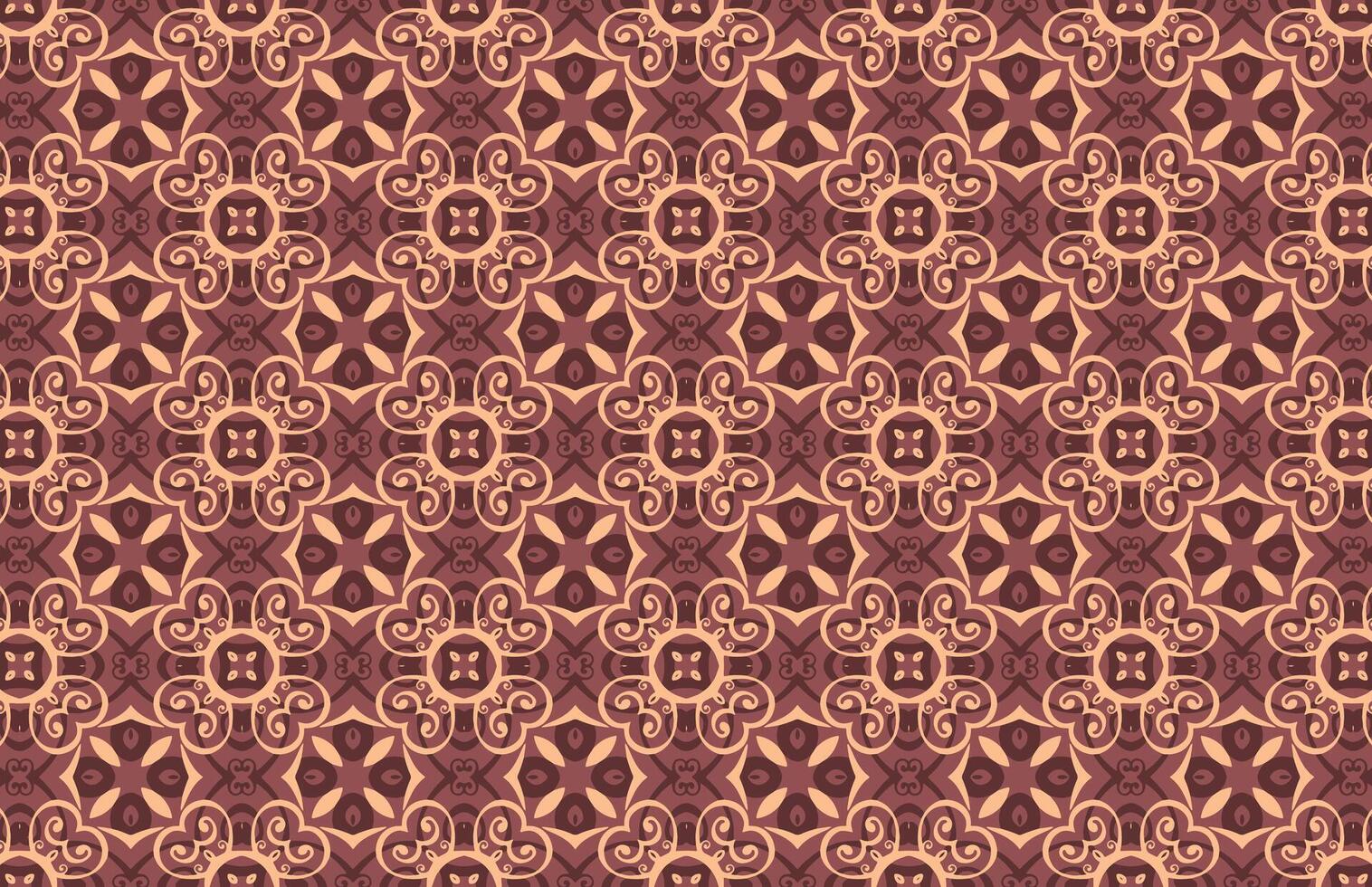Decorative geometric brown floral fabric pattern vector