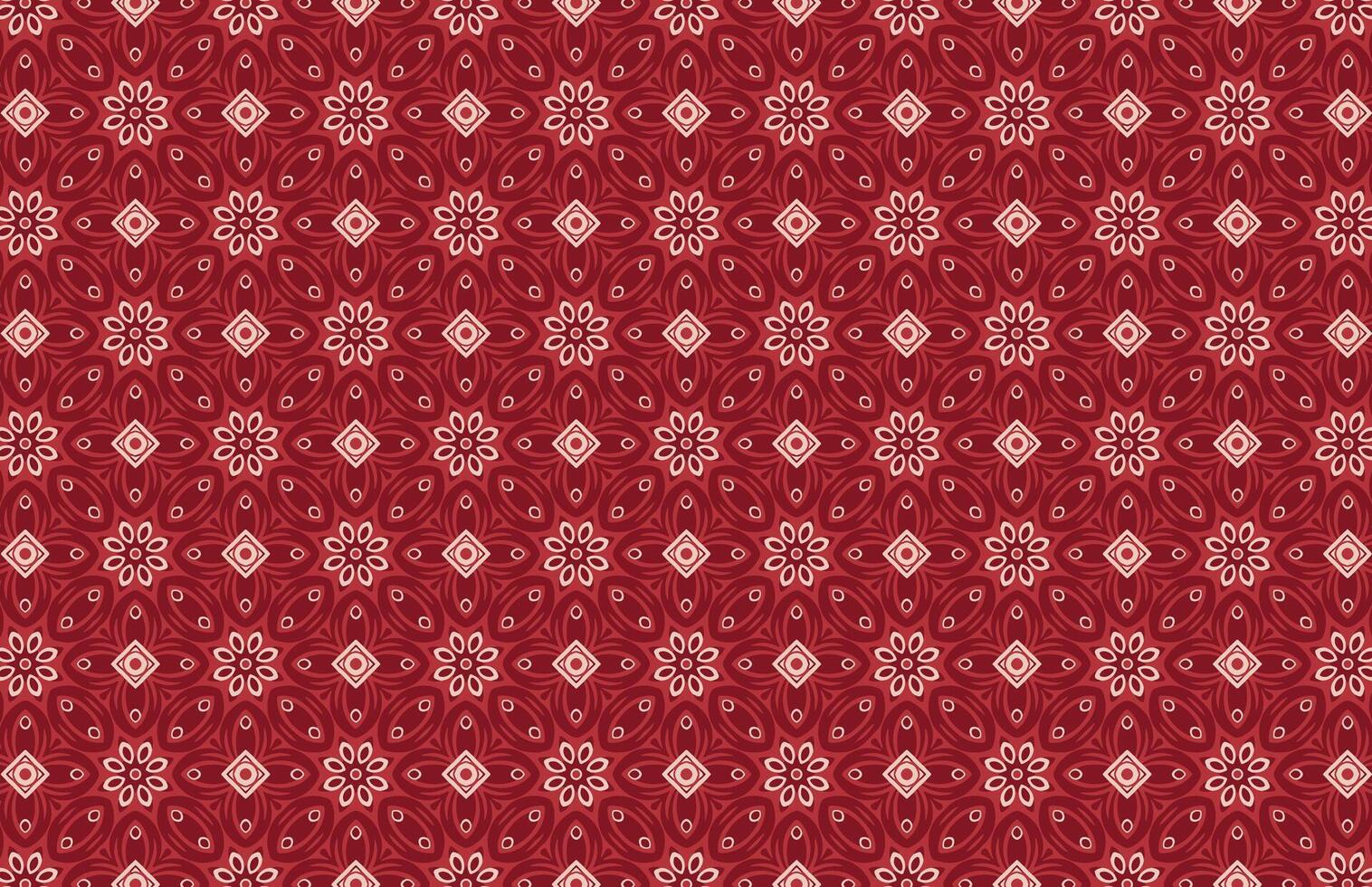 Decorative geometric red and white floral design vector