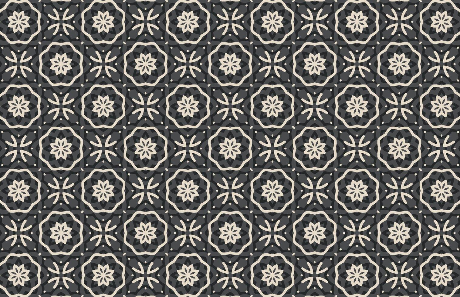 Geometric black and white flowers pattern vector