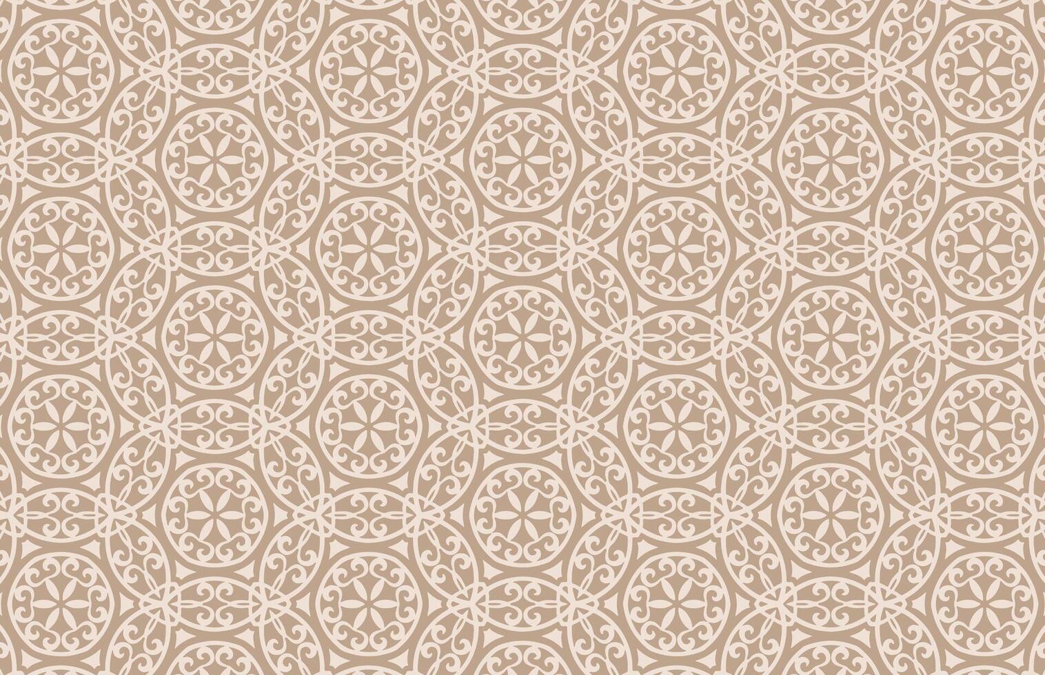 Textile brown and white circle floral pattern vector