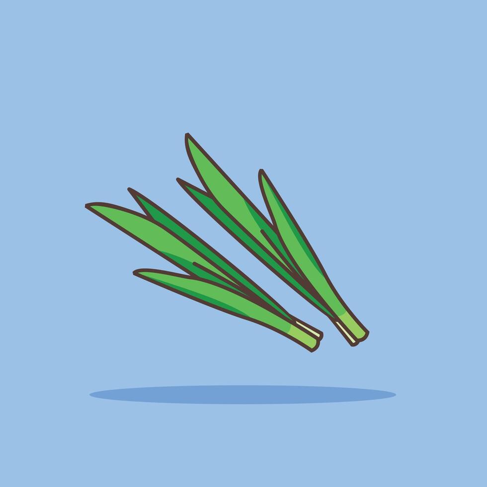illustration of the pandan leaves spice logo icon, kitchen spice for the cooking industry vector