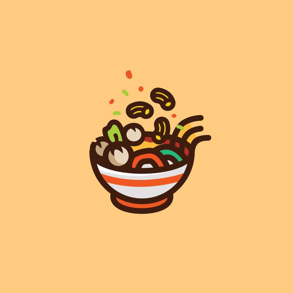 Meatball food logo design with various toppings. Illustration of bowls and food stalls suitable for restaurants vector