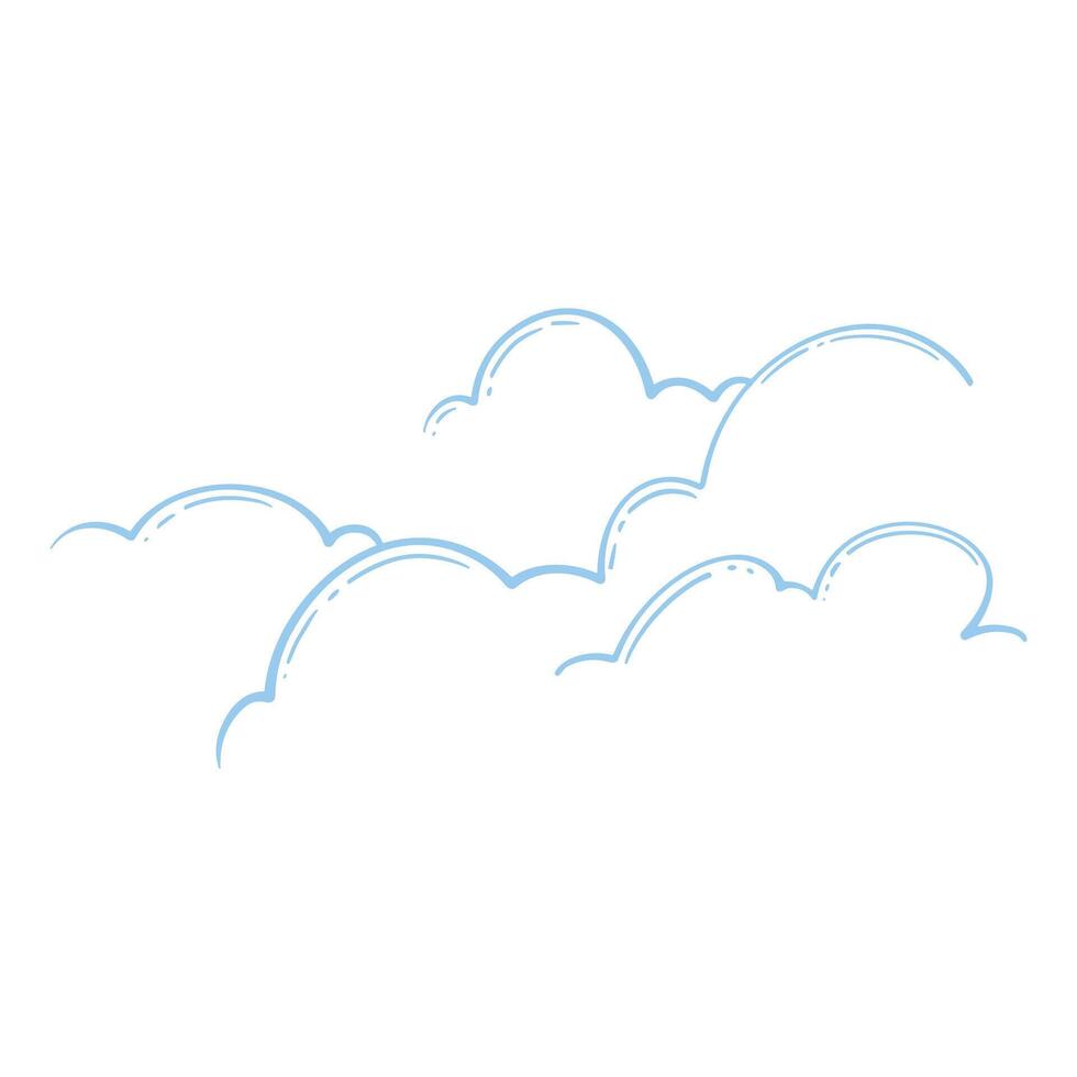 Hand drawn of clouds esoteric symbol. Alchemy mystical magic elements in colorful doodle vintage drawing style. vector