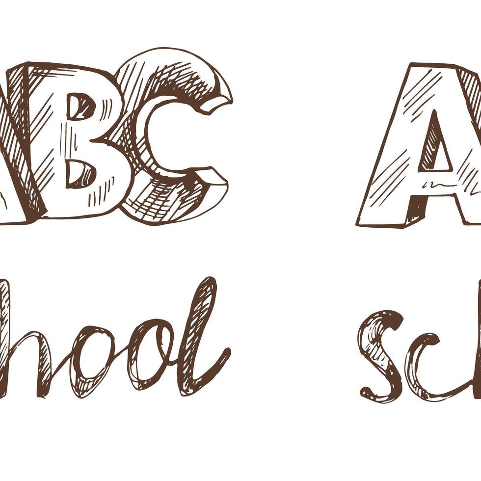 Hand-drawn school Illustration. Detailed retro style school seamless pattern. Vintage sketch element. Back to School. vector