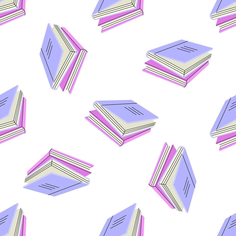 Flat Illustration. Back to School. School essential illustration. textbooks seamless pattern. vector