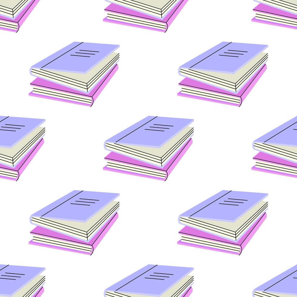 Flat Illustration. Back to School. School essential illustration. textbooks seamless pattern. vector