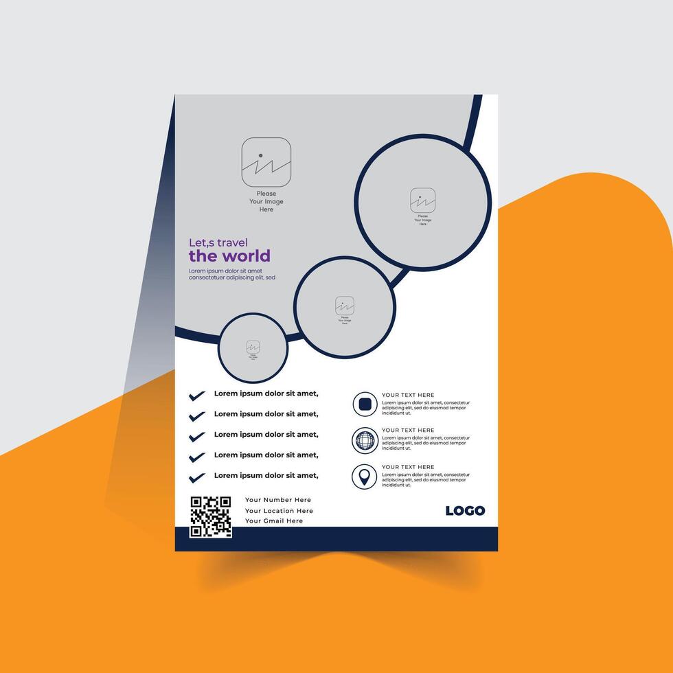 Travel business flyer template design vector