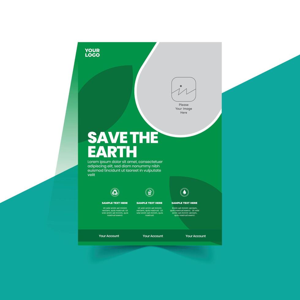 Save earth flyer template design for social media post vector
