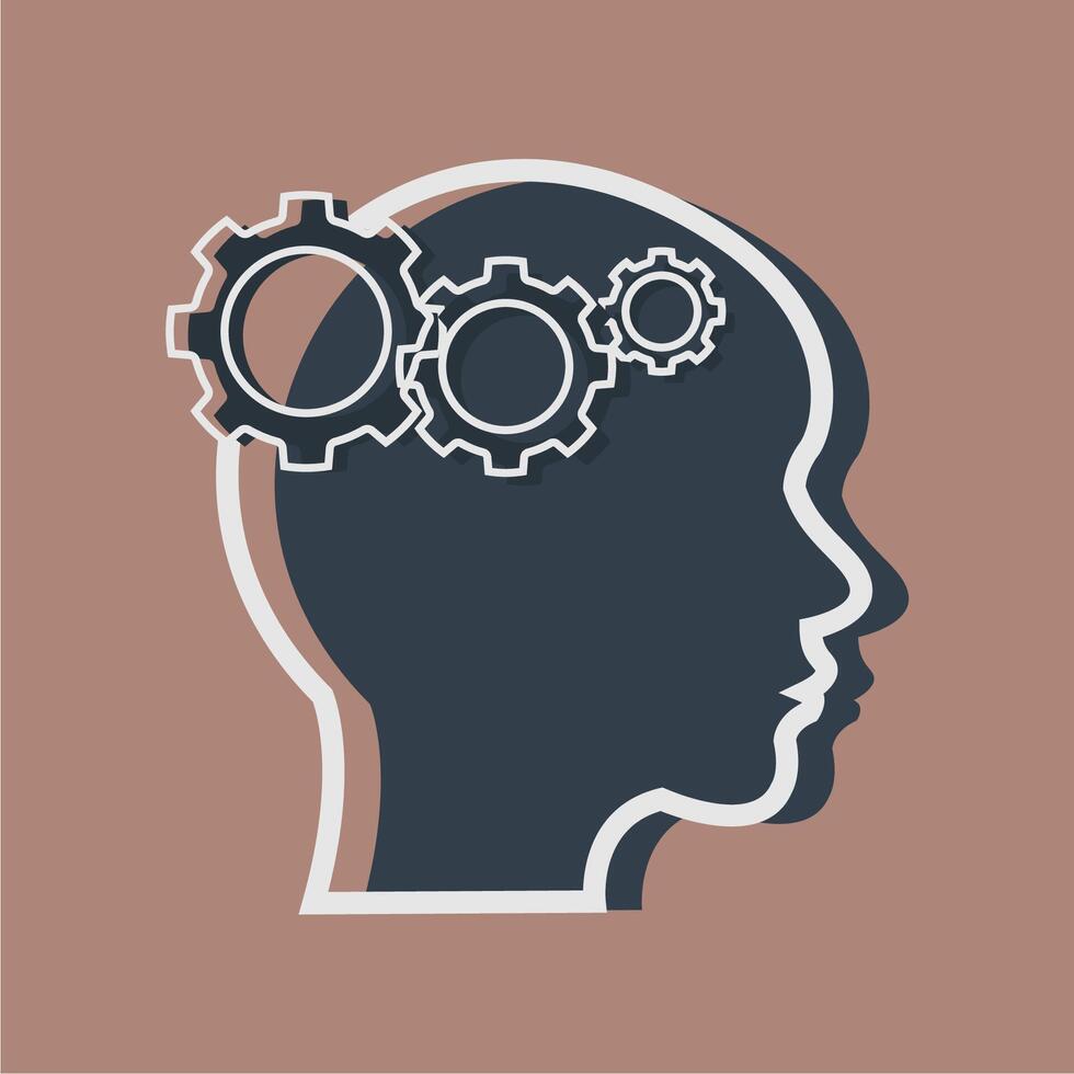 thinking hard head icon vector