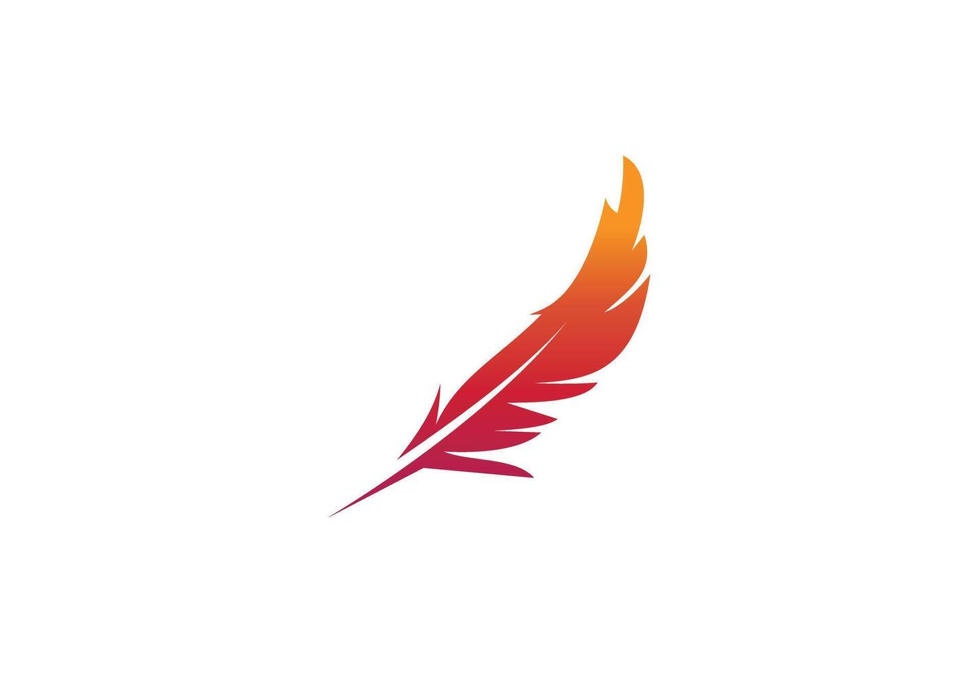 Feather Quill Silhouette Writing Spiral Line, Writing Feather Pen logo design, Illustration vector