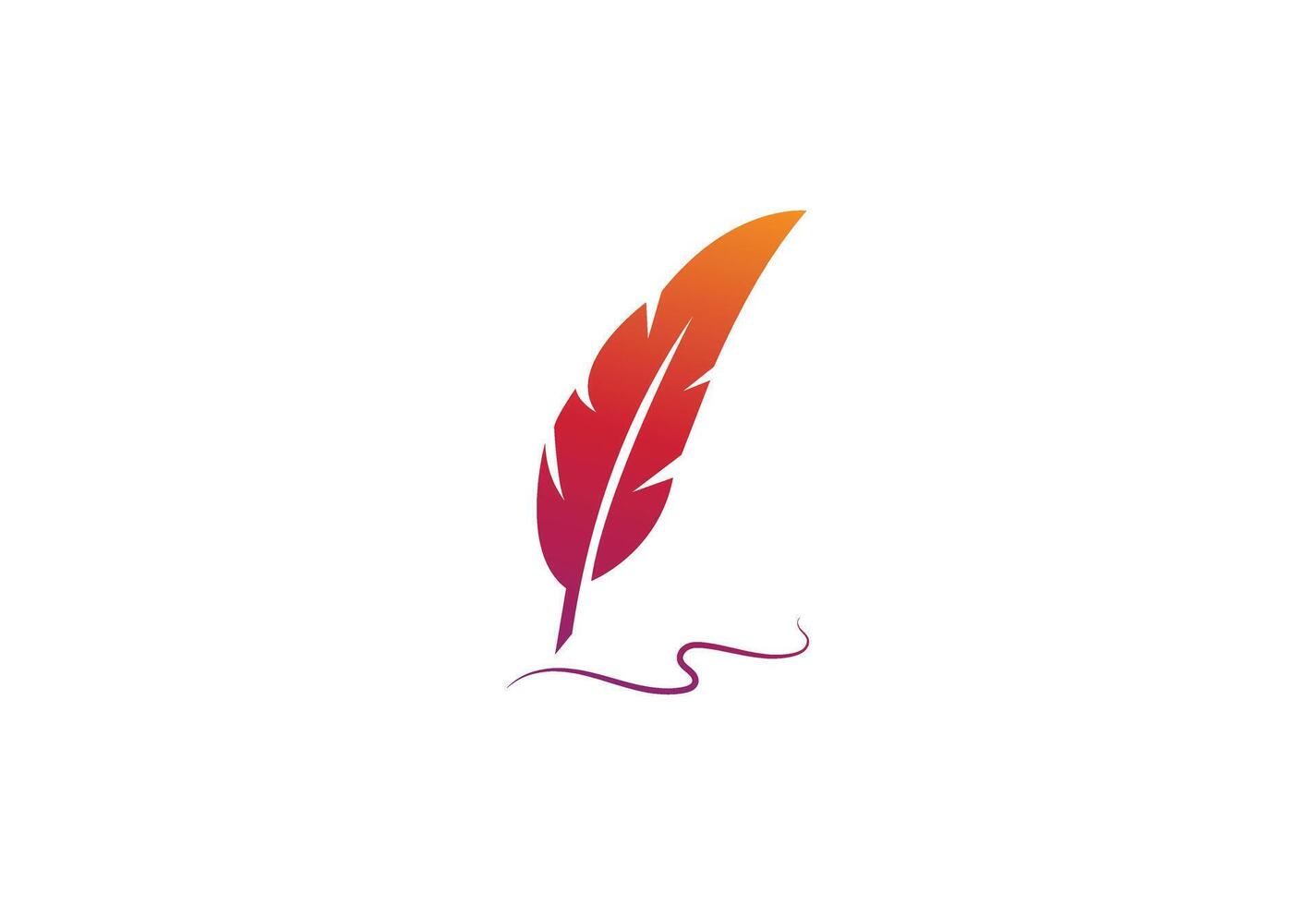 Feather Quill Silhouette Writing Spiral Line, Writing Feather Pen logo design, Illustration vector