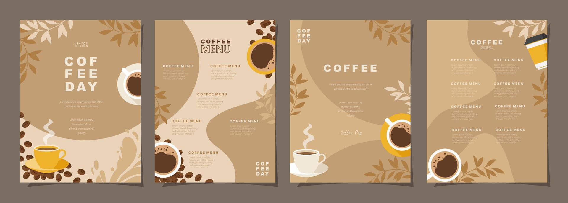 Set of sketch banners with coffee beans and leaves on minimal background for invitations, cards, banner, poster, cover, cafe menu or another template design. vector