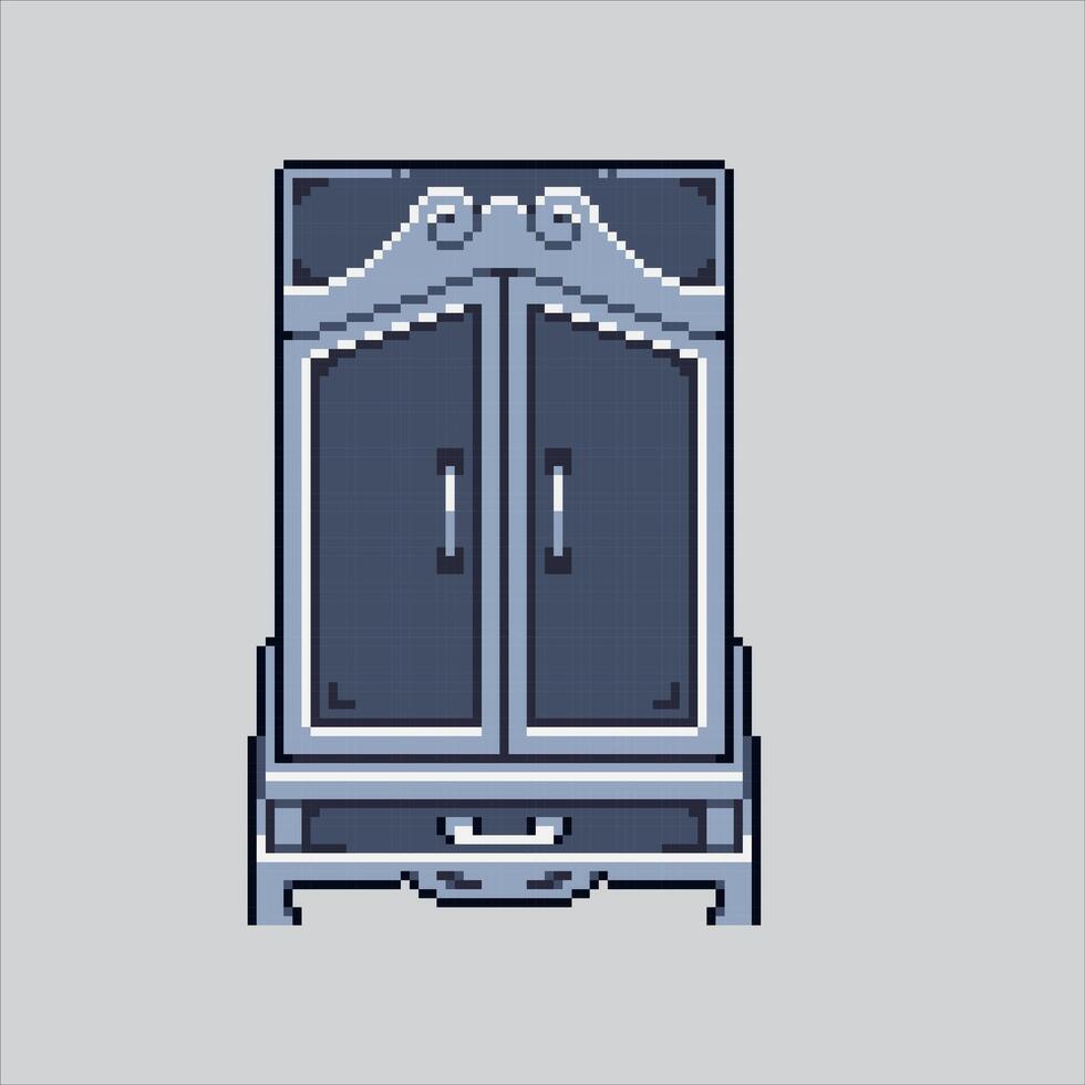 Pixel art illustration Wardrobe. Pixelated shelf. Bedroom wardrobe cabinet shelf pixelated for the pixel art game and icon for website and game. old school retro. vector