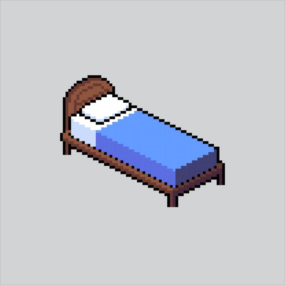 Pixel art illustration Bed. Pixelated Bed. Bed pixelated for the pixel art game and icon for website and game. old school retro. vector