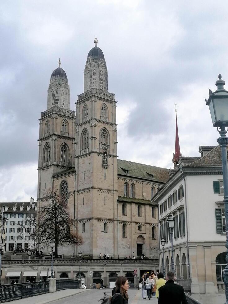 Scenic summer view of the Old Town architecture of Zurich photo