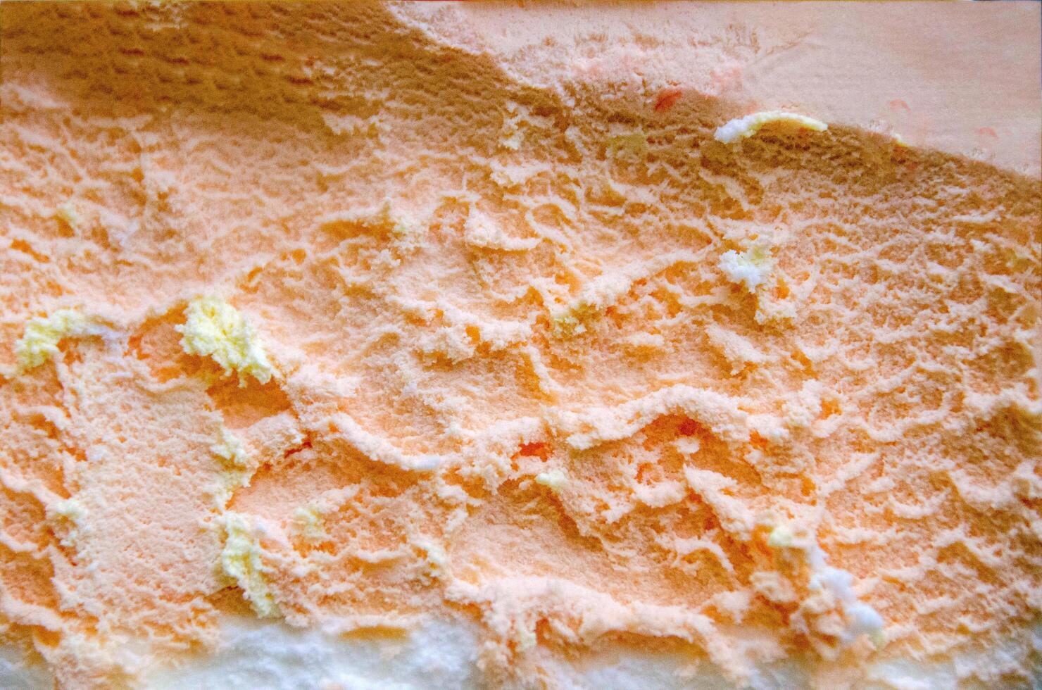 texture of yellow white and green ice cream like background, close up photo