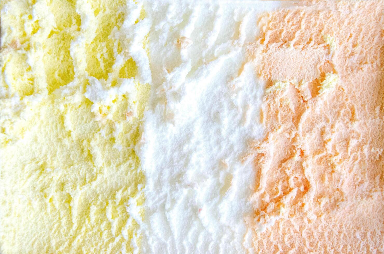 texture of yellow white and green ice cream like background, close up photo