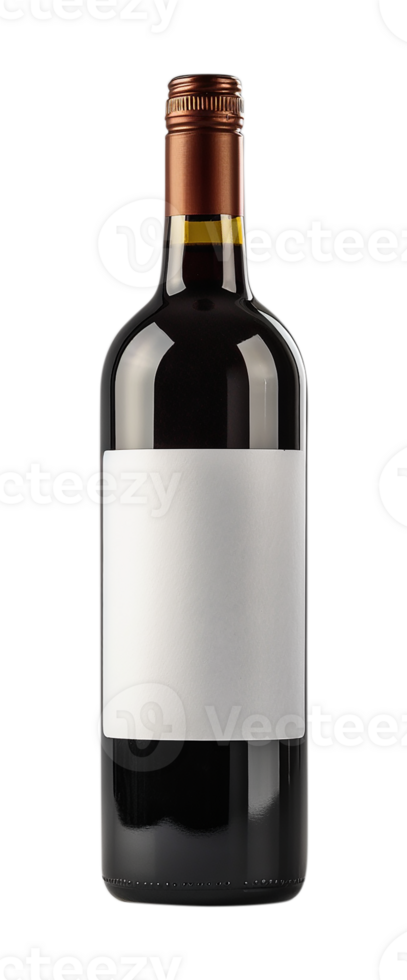 Bottle of wine with blank label isolated on a transparent background png