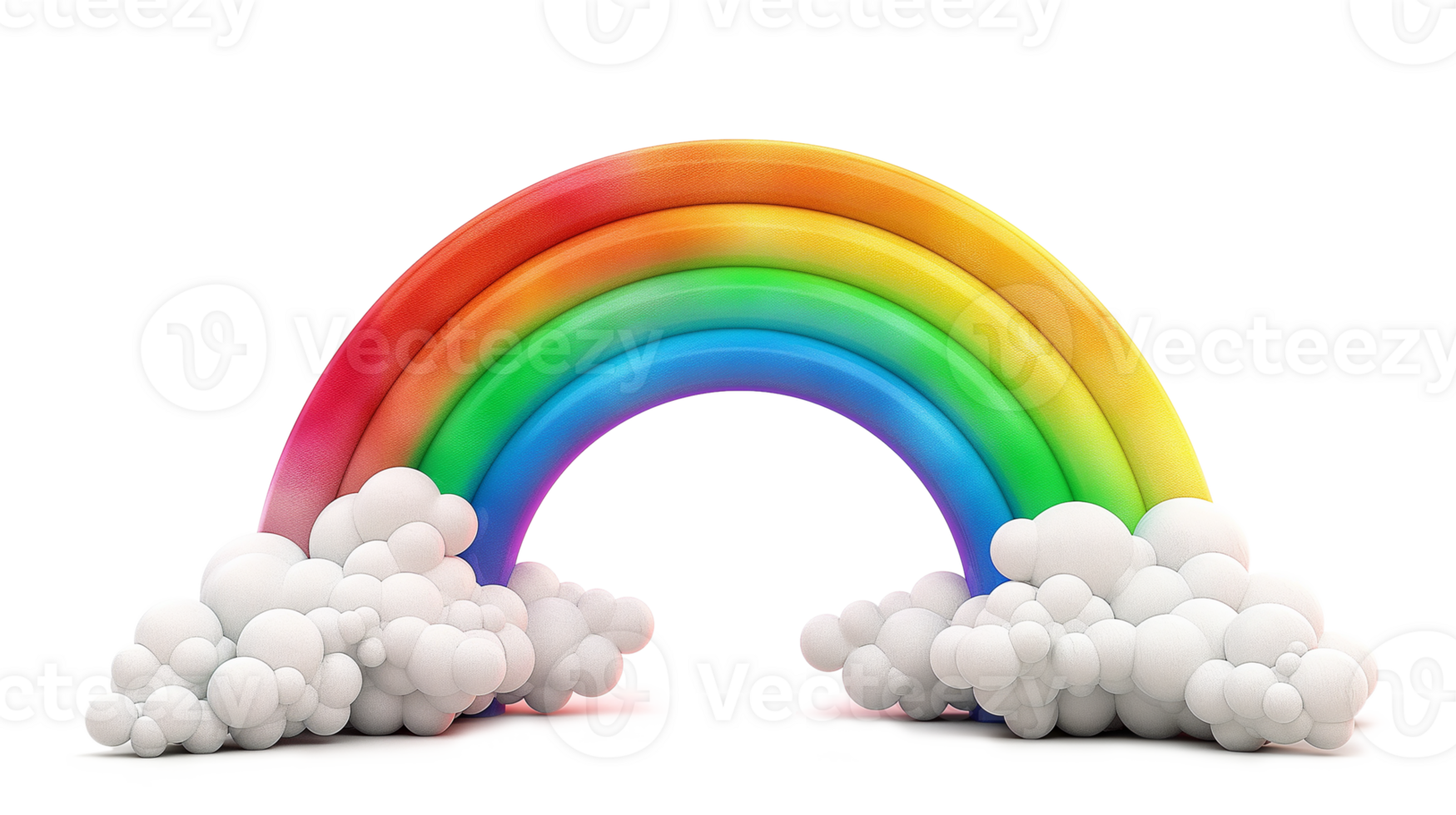 Colorful rainbow with clouds isolated on a transparent background png