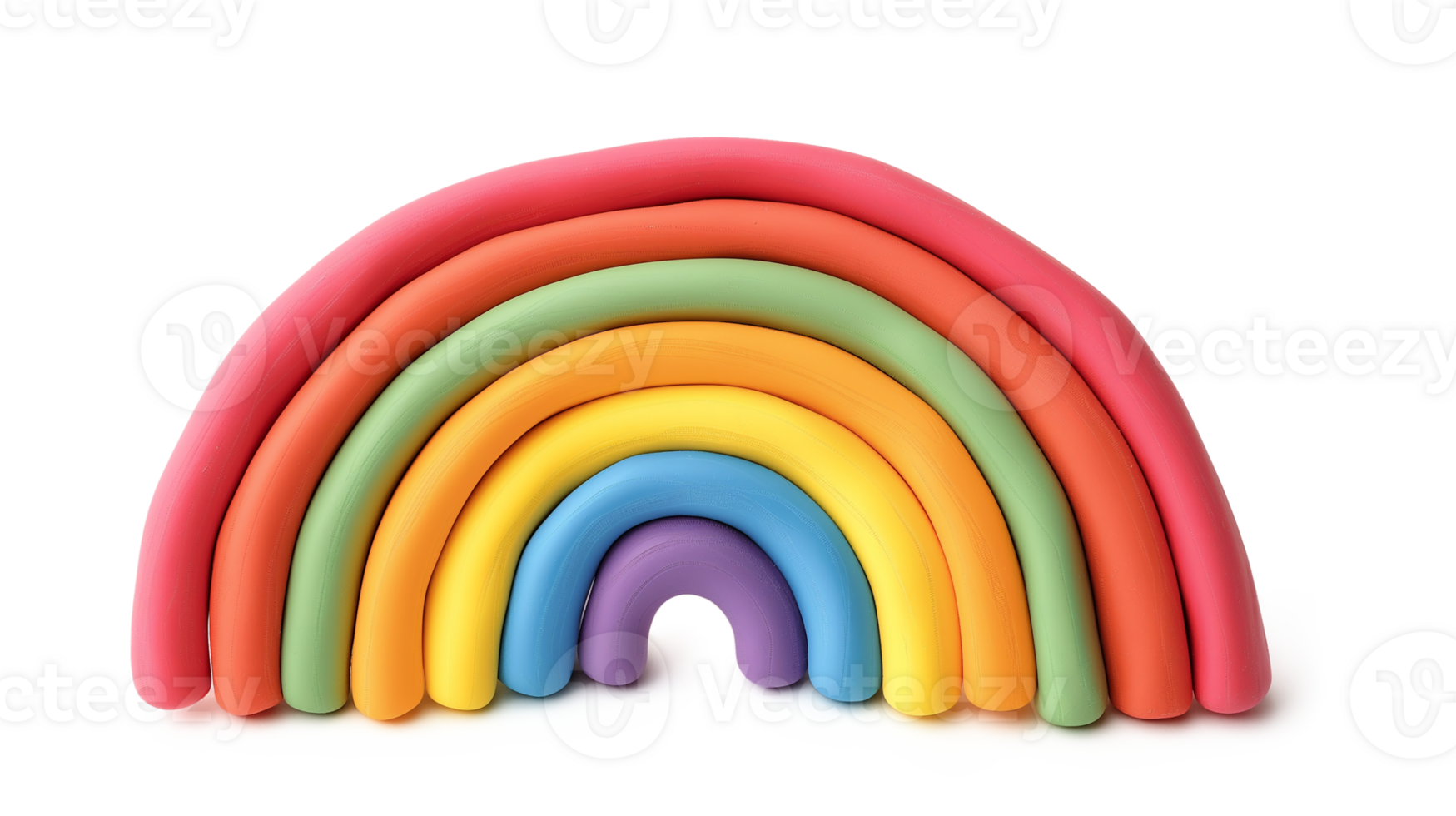 Colorful rainbow with clouds isolated on a transparent background png