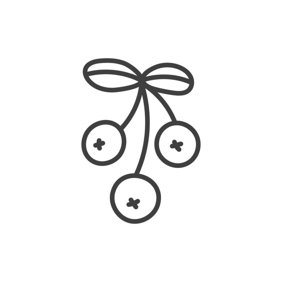 Cranberry with Leaf Doodle Line Icon vector