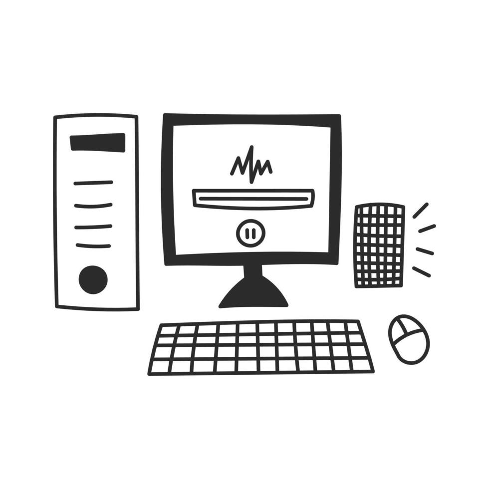 Computer Doodle Illustration Icon Symbol vector