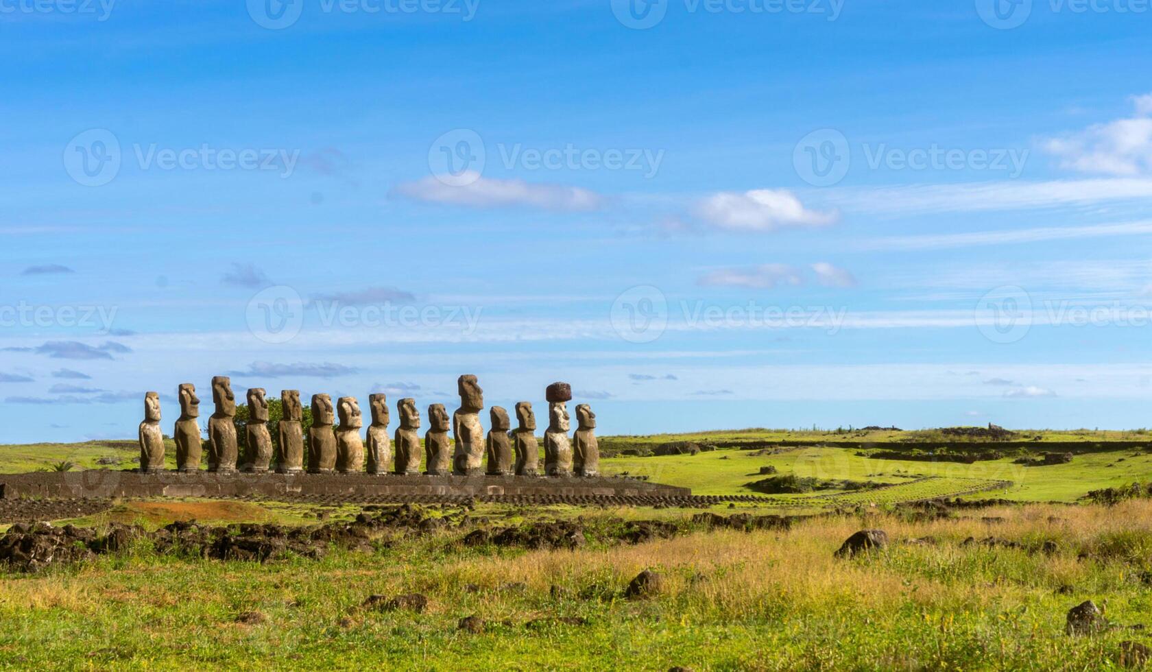 the Ahu Tongariki, Easter island, Chile photo