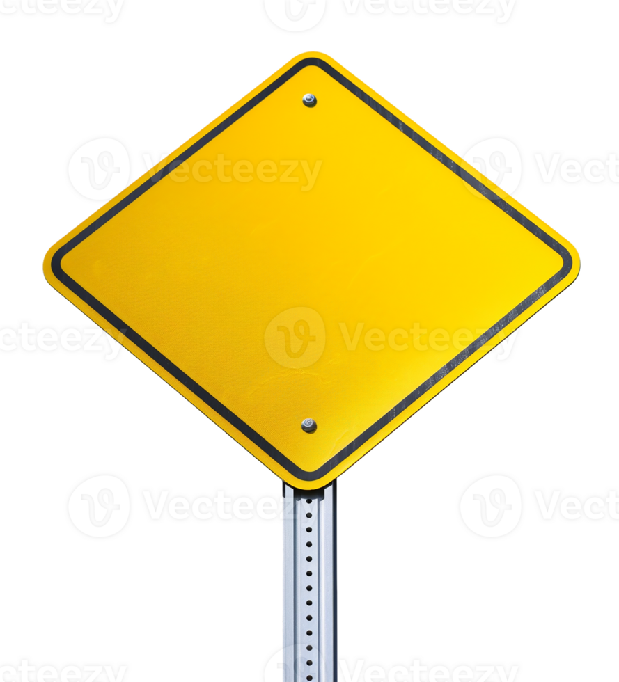 Blank yellow road sign or traffic signs isolated on a transparent background png