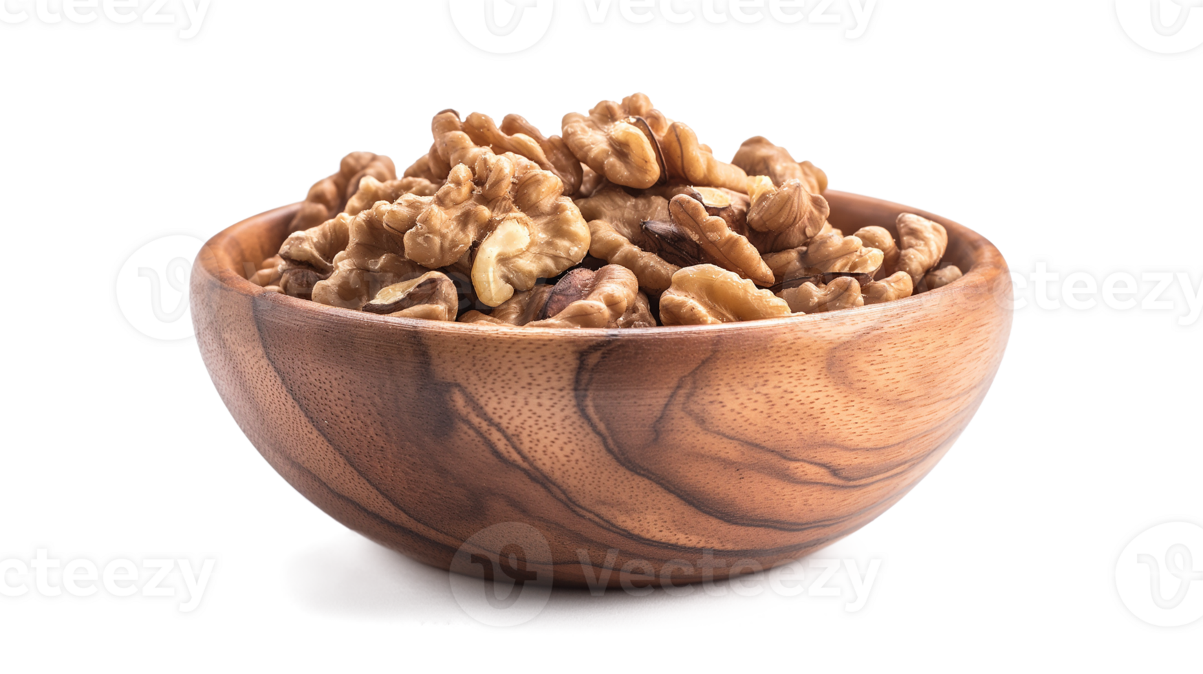 A bowl of walnuts and almonds isolated on a transparent background png