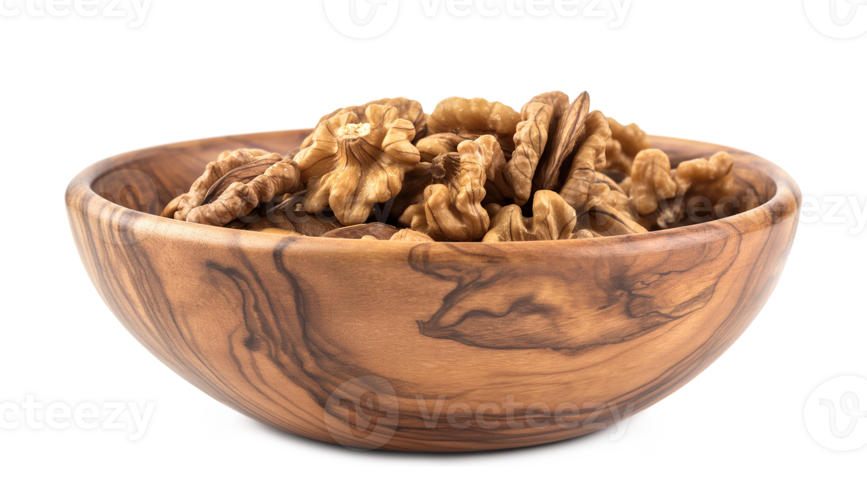 A bowl of walnuts and almonds isolated on a transparent background png