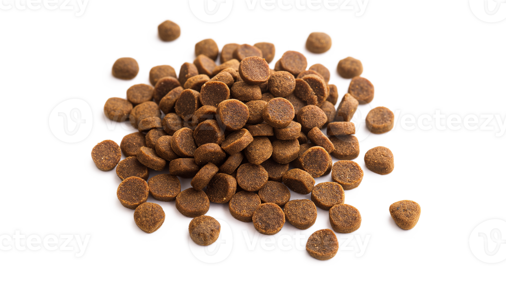 A pile of dog food is spread out on a transparent background png