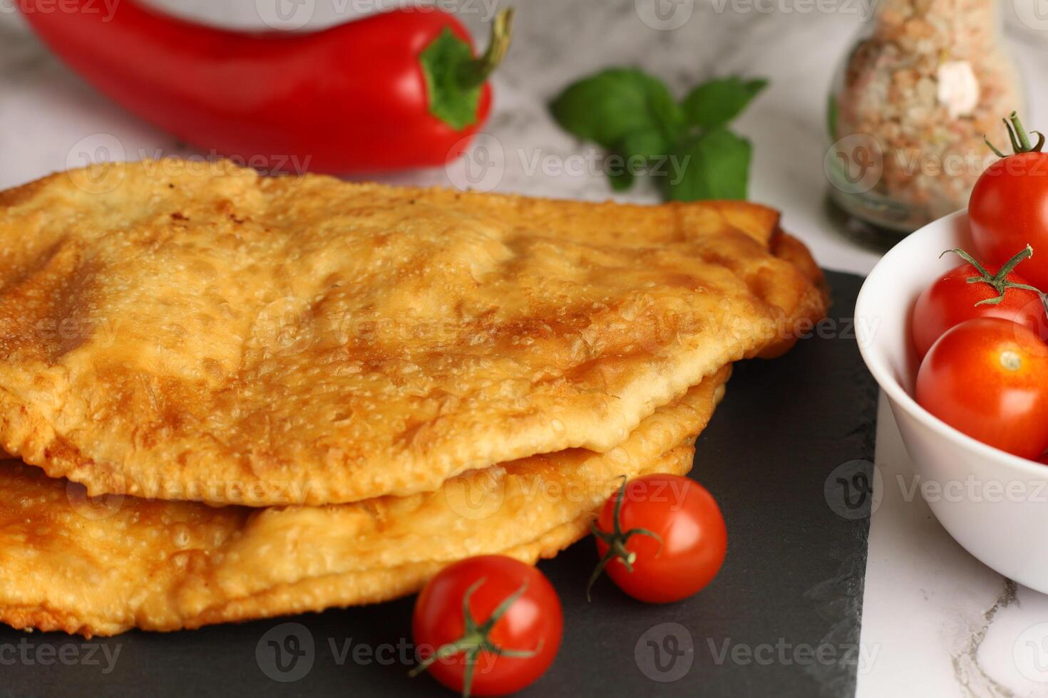 chebureks with meat. Tasty and appetizing food photo