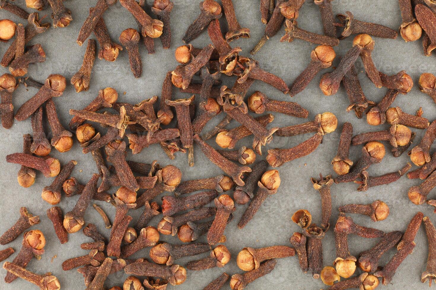 Clove spice heap on a gray background photo