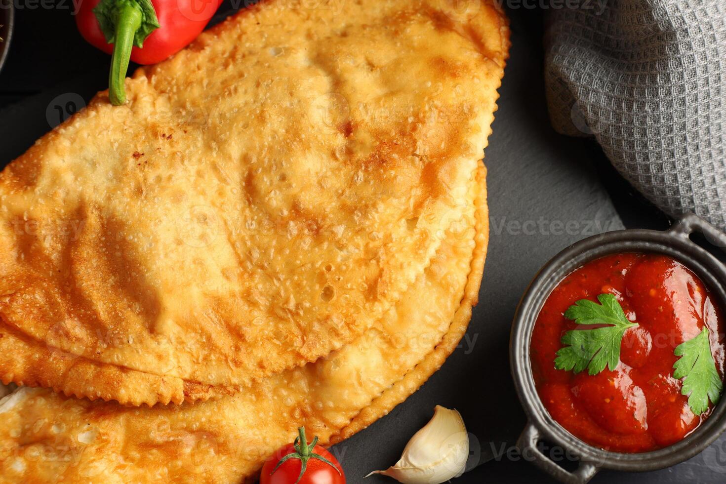 chebureks with meat. Tasty and appetizing food photo