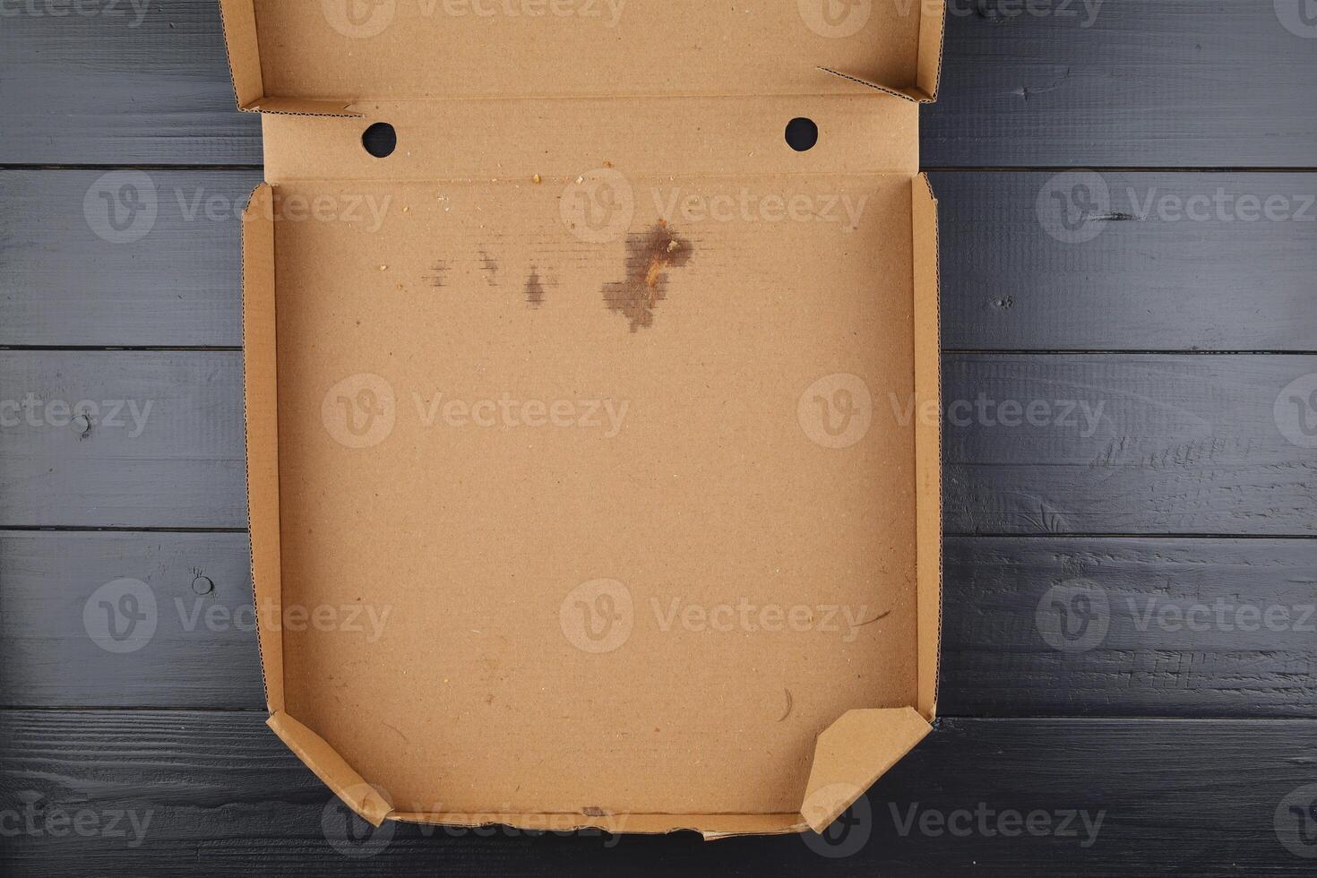 Empty pizza box. Open empty and closed carton package for delivery pizza. photo