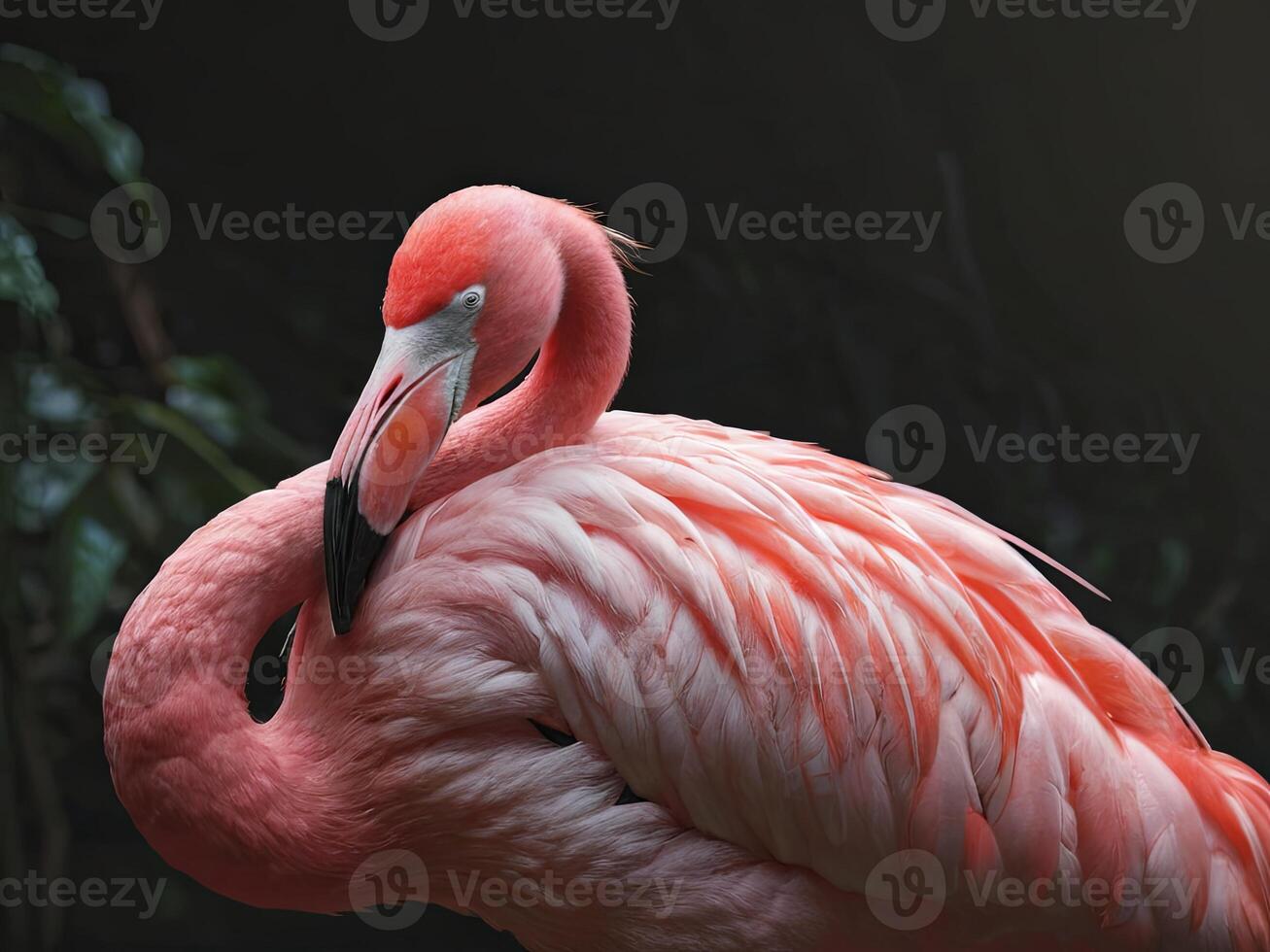 Pink Flamingo with Curved Neck and Delicate Feathers photo