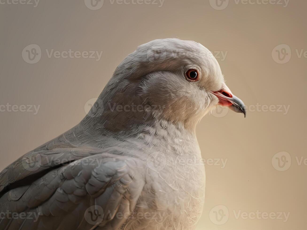Close-Up Portrait of a Dove with Soft Gray Plumage and Gentle Expression photo