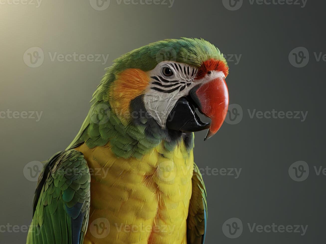 Brightly Colored Macaw Parrot with Green, Yellow, and Red Feathers photo