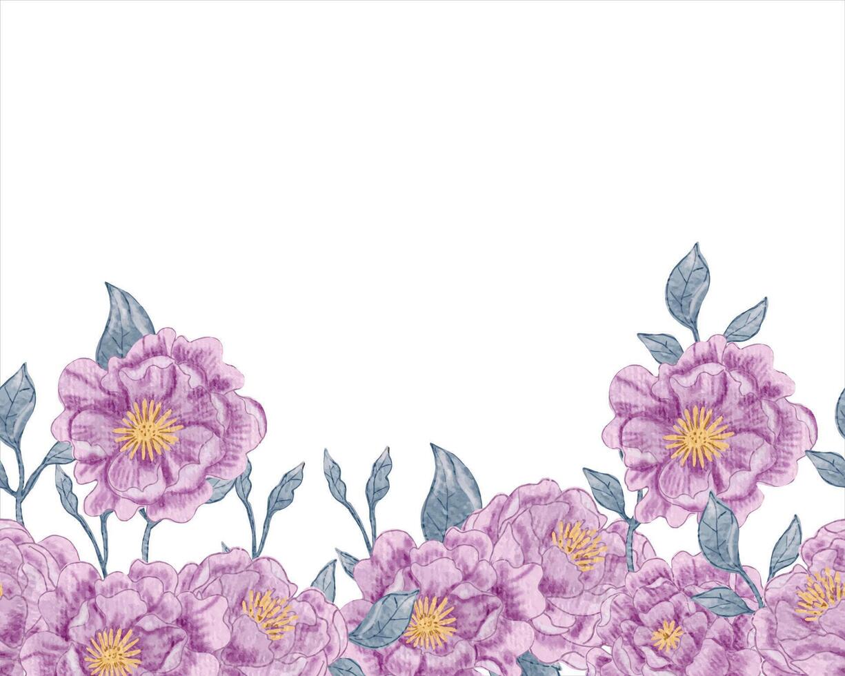 Purple Rose and Peony Watercolor Flower Bckground vector
