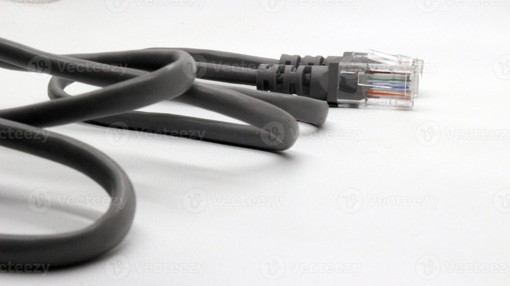 Black network cable isolated photo