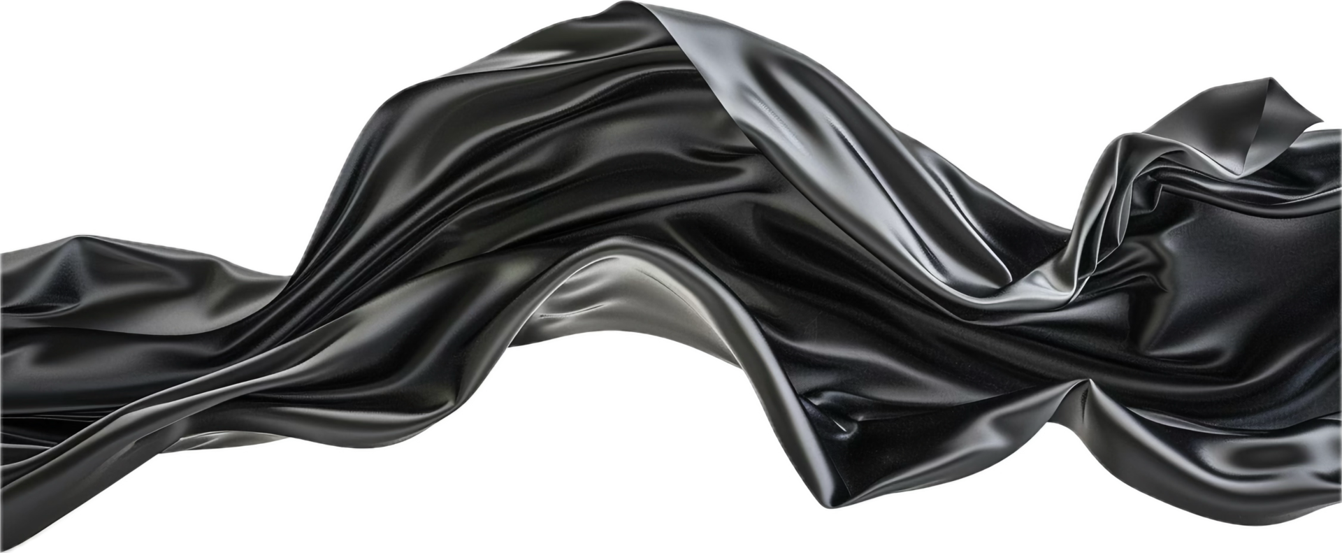Flowing Black Silk Fabric Abstract Art. png