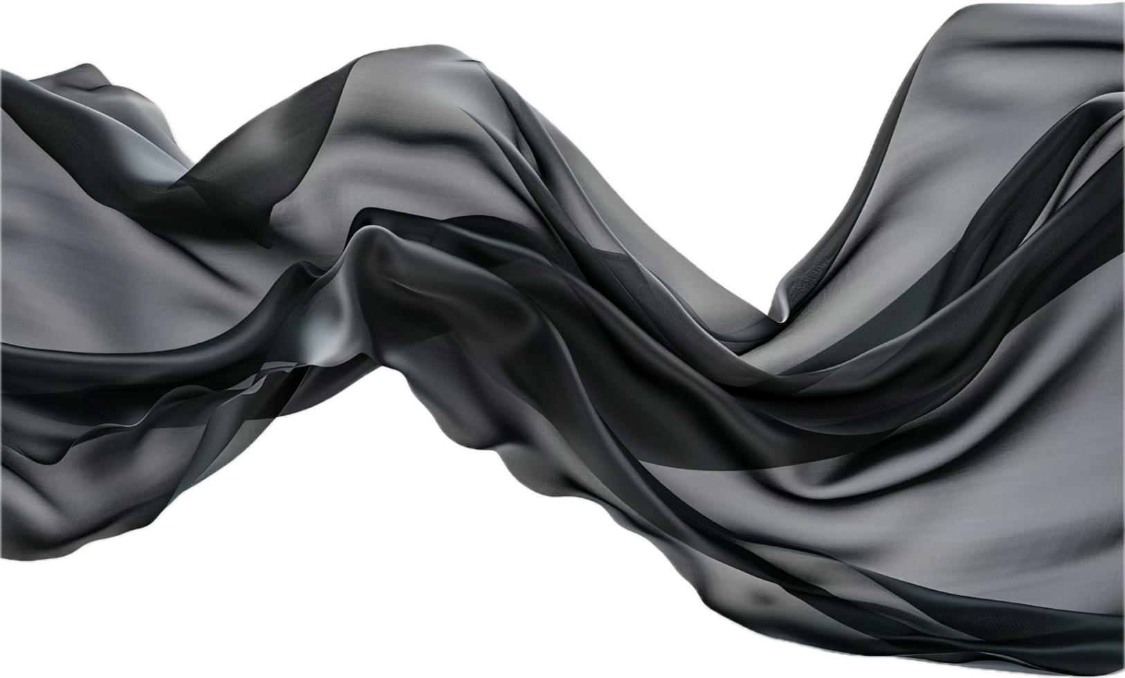Flowing Black Silk Fabric Abstract Art. png