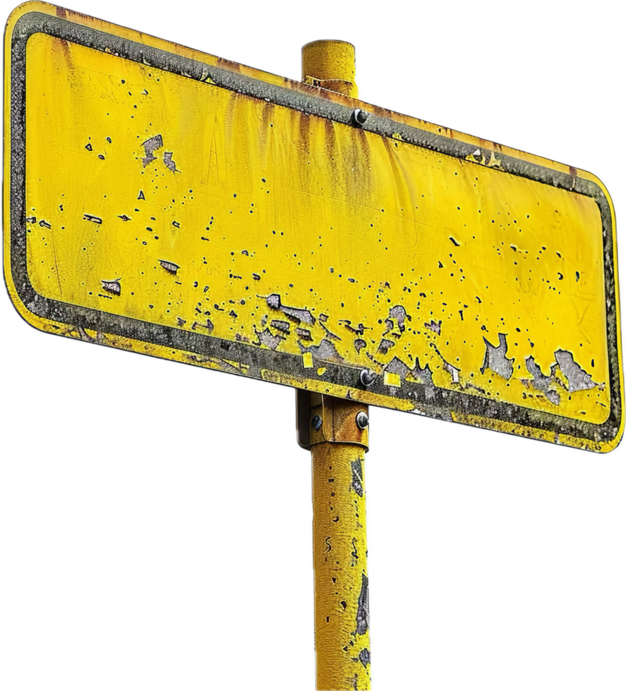 Blank Yellow Weathered Signboard. png
