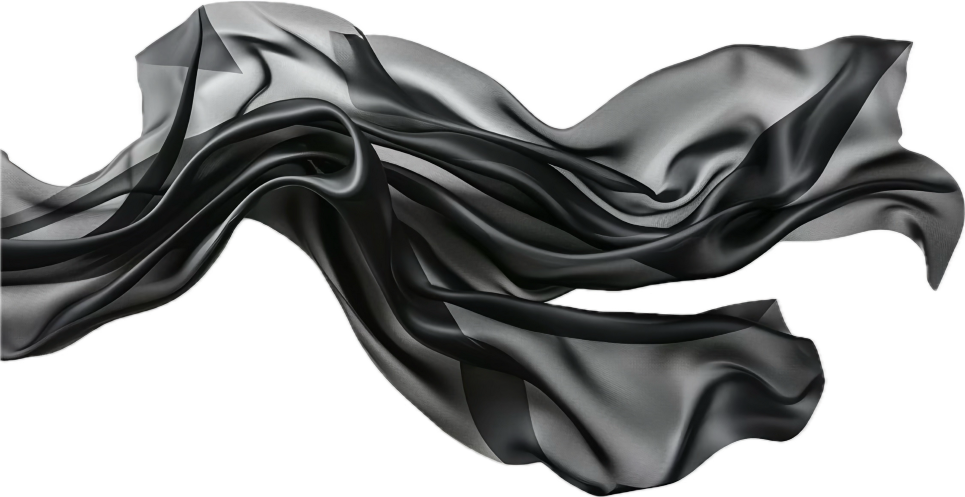 Flowing Black Silk Fabric Abstract Art. png