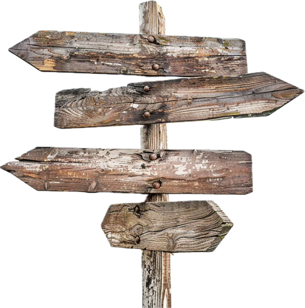 Rustic Wooden Directional Signpost. png