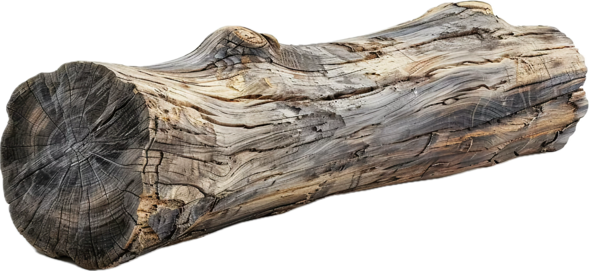 Weathered Tree Log with Bark png