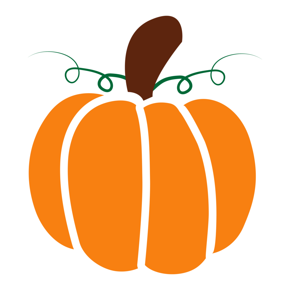 Pumpkin with strips and transparent border orange and plain clipart for Halloween and fall clipart png