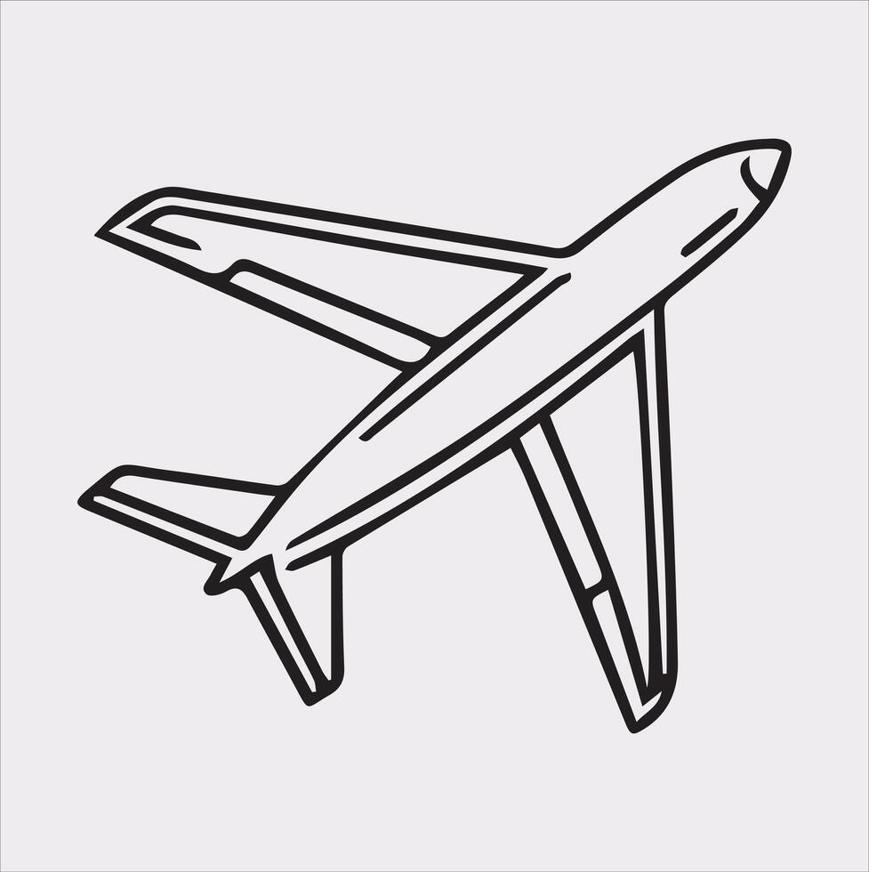 one line art airplane silhouette on white background vector