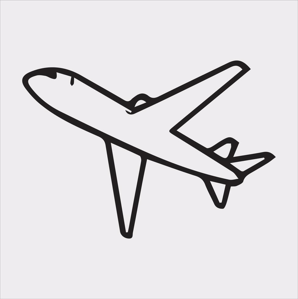 one line art airplane silhouette on white background vector